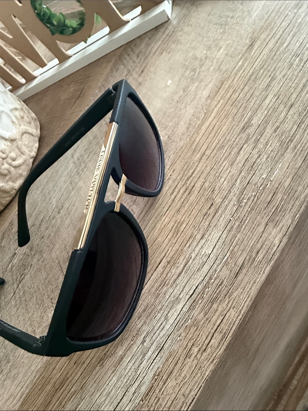 Louis Vuitton Black Sunglasses with Gold Accents